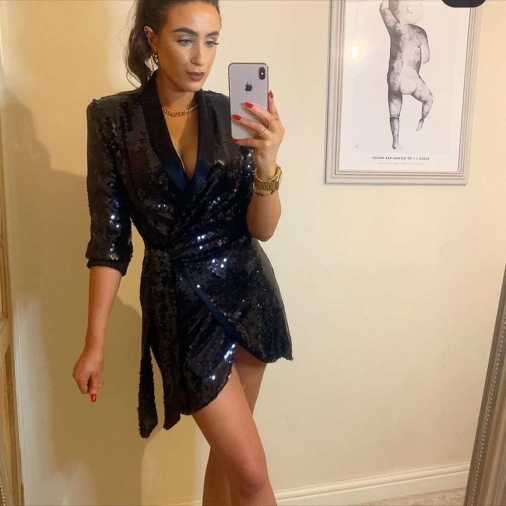Zara Black Sequin Dress M or XL NWT